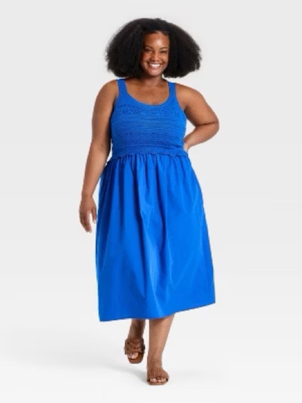 Ava & Viv Royal Blue Smocked Tank Midi Dress